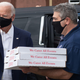 Joe Biden makes a stop to deliver pizzas to Pittsburgh Firefighters on August 31